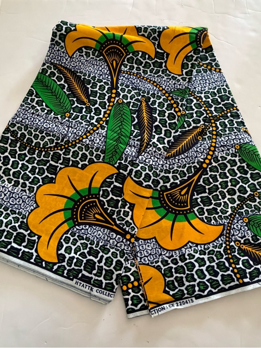 Orange and Green Floral Print Multicolor Cotton Fabric